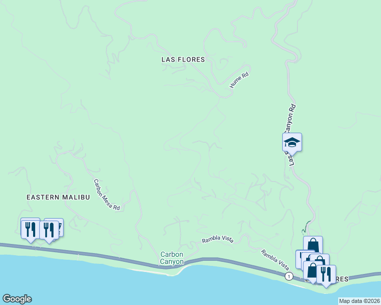 map of restaurants, bars, coffee shops, grocery stores, and more near 3095 Rambla Pacifico Street in Malibu