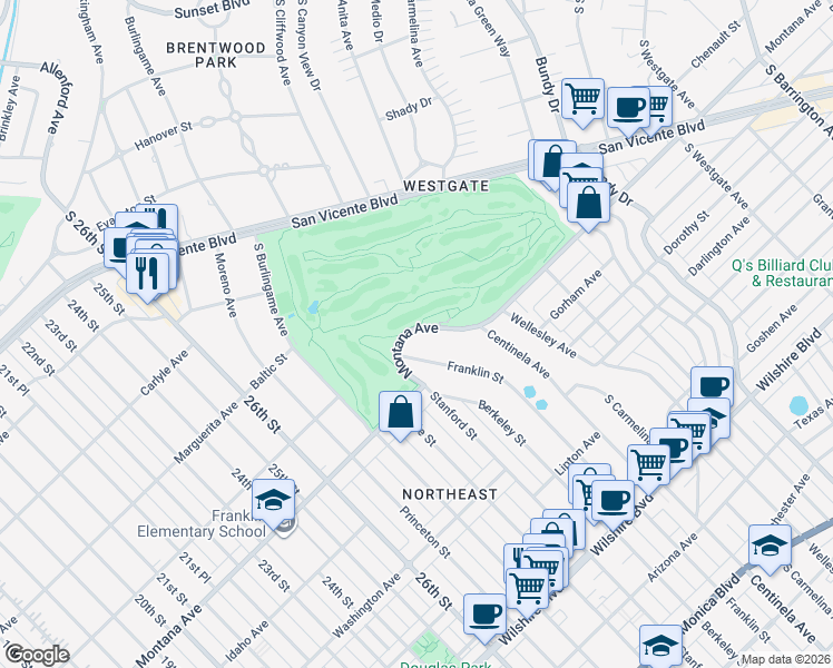 map of restaurants, bars, coffee shops, grocery stores, and more near 714 South Bristol Avenue in Los Angeles