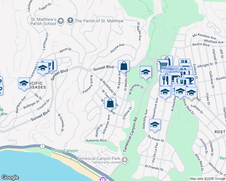 map of restaurants, bars, coffee shops, grocery stores, and more near 700 North Almar Avenue in Los Angeles