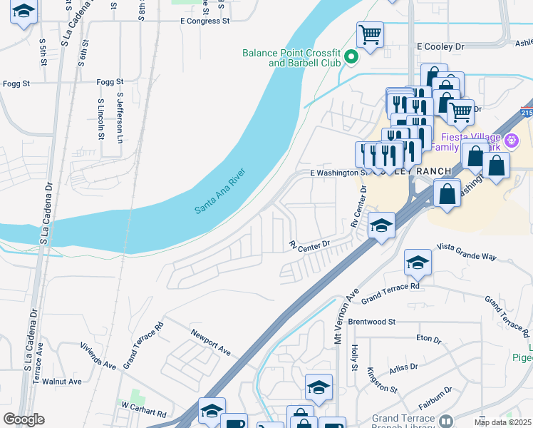 map of restaurants, bars, coffee shops, grocery stores, and more near 700 East Washington Street in Colton