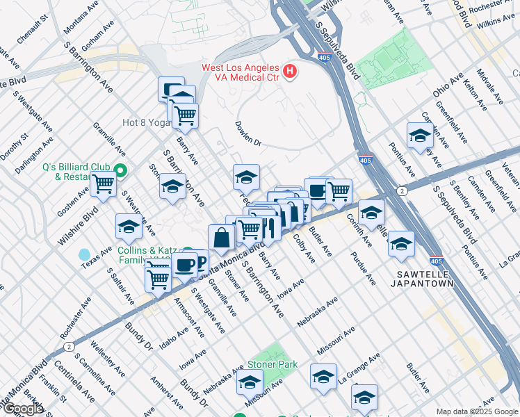 map of restaurants, bars, coffee shops, grocery stores, and more near in Los Angeles
