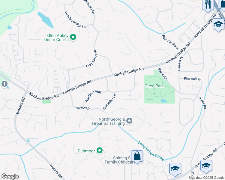 map of restaurants, bars, coffee shops, grocery stores, and more near 10780 South Kimball Bridge Crossing in Alpharetta