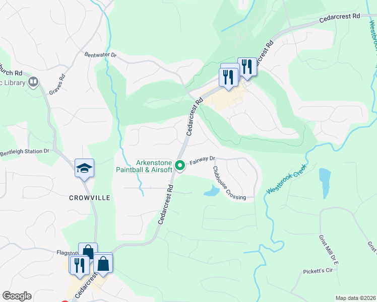 map of restaurants, bars, coffee shops, grocery stores, and more near 10 Vine Creek Landing in Acworth