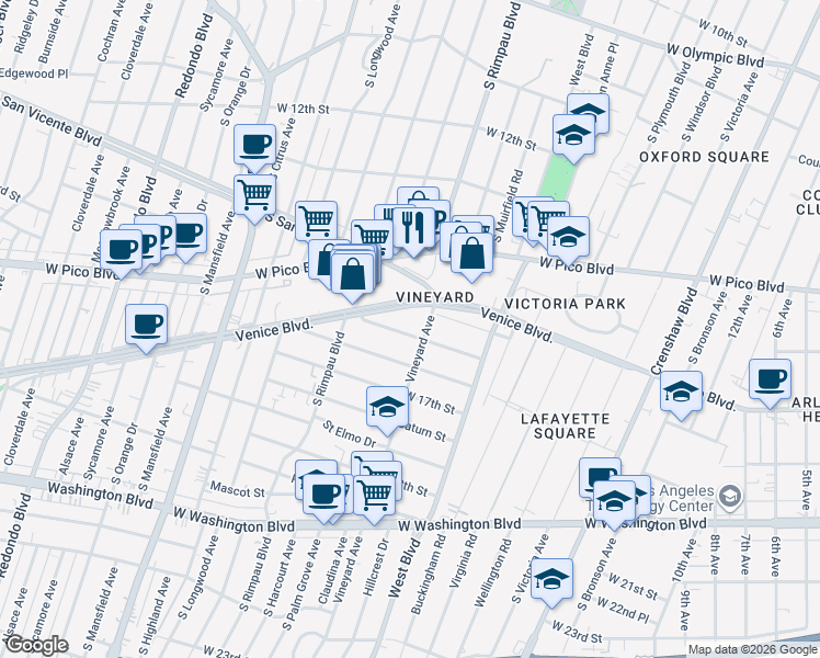 map of restaurants, bars, coffee shops, grocery stores, and more near 4617 Lomita Street in Los Angeles