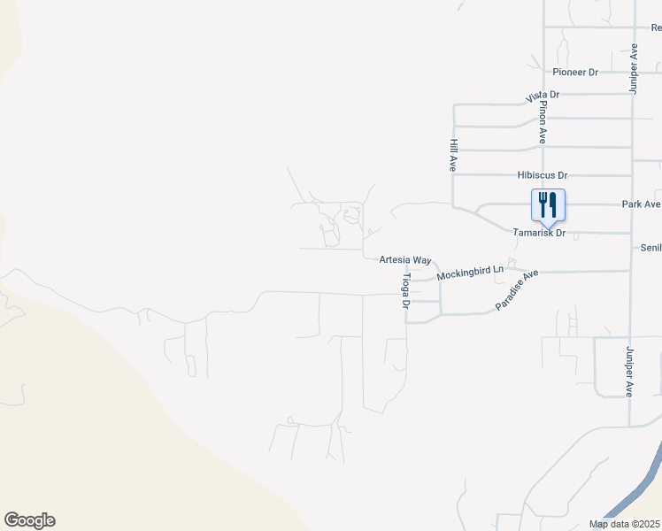 map of restaurants, bars, coffee shops, grocery stores, and more near 48819 Bird of Paradise in Morongo Valley