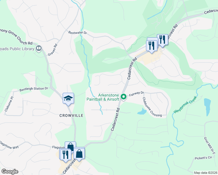 map of restaurants, bars, coffee shops, grocery stores, and more near 123 Vine Creek Place in Acworth