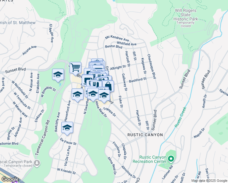 map of restaurants, bars, coffee shops, grocery stores, and more near 934 Embury Street in Los Angeles