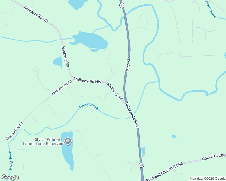 map of restaurants, bars, coffee shops, grocery stores, and more near 36 Mulberry Road in Winder