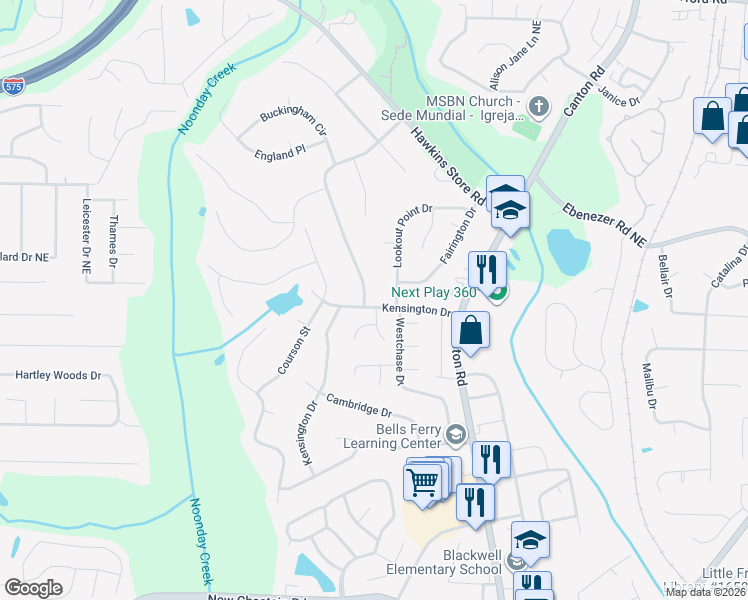 map of restaurants, bars, coffee shops, grocery stores, and more near 3912 Devonshire Drive in Marietta