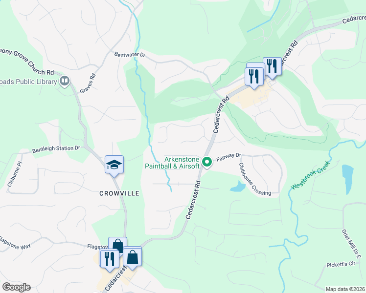 map of restaurants, bars, coffee shops, grocery stores, and more near 123 Vine Creek Place in Acworth