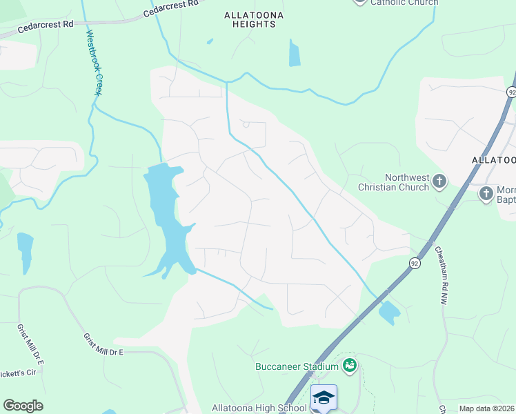 map of restaurants, bars, coffee shops, grocery stores, and more near 700 Picketts Ridge in Acworth