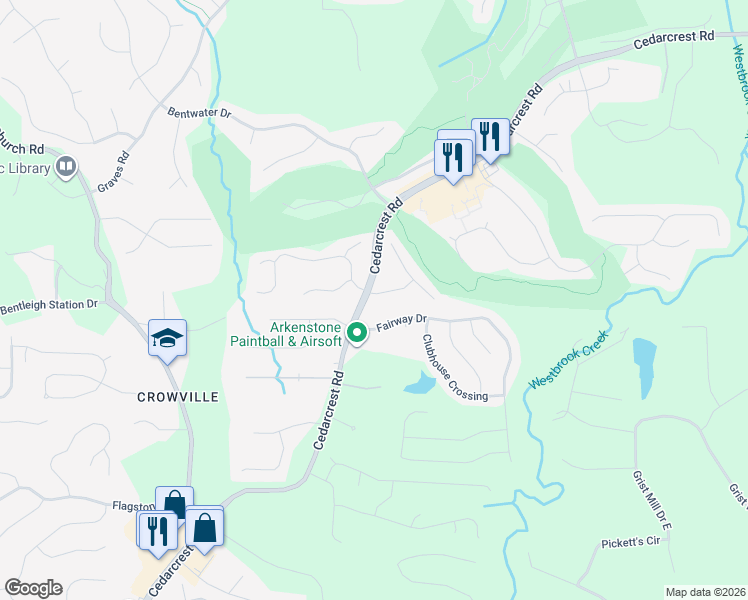 map of restaurants, bars, coffee shops, grocery stores, and more near 10 Vine Creek Landing in Acworth
