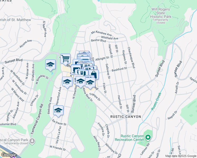 map of restaurants, bars, coffee shops, grocery stores, and more near 934 Embury Street in Los Angeles