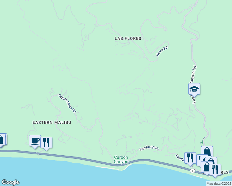 map of restaurants, bars, coffee shops, grocery stores, and more near 3079 Rambla Pacifico Street in Malibu