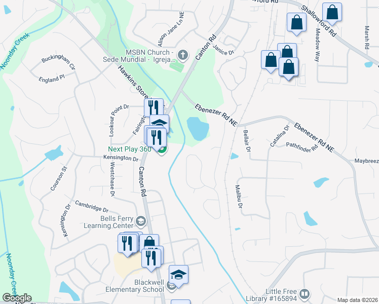 map of restaurants, bars, coffee shops, grocery stores, and more near 891 Old Farm Walk in Marietta