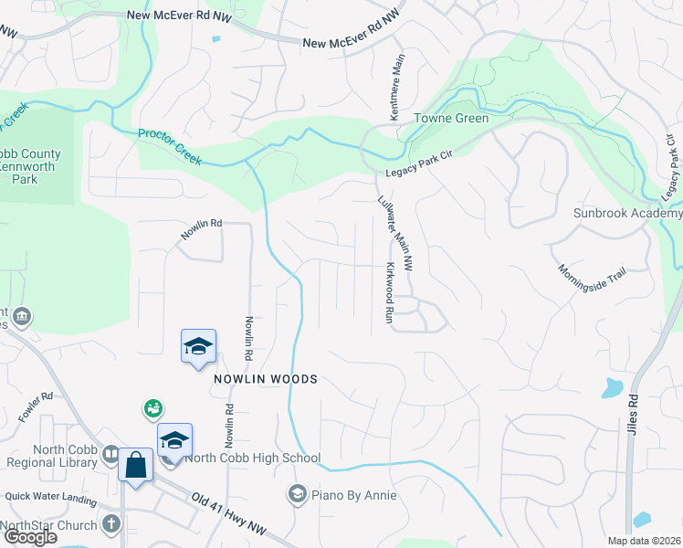 map of restaurants, bars, coffee shops, grocery stores, and more near 3748 Christine Street Northwest in Kennesaw