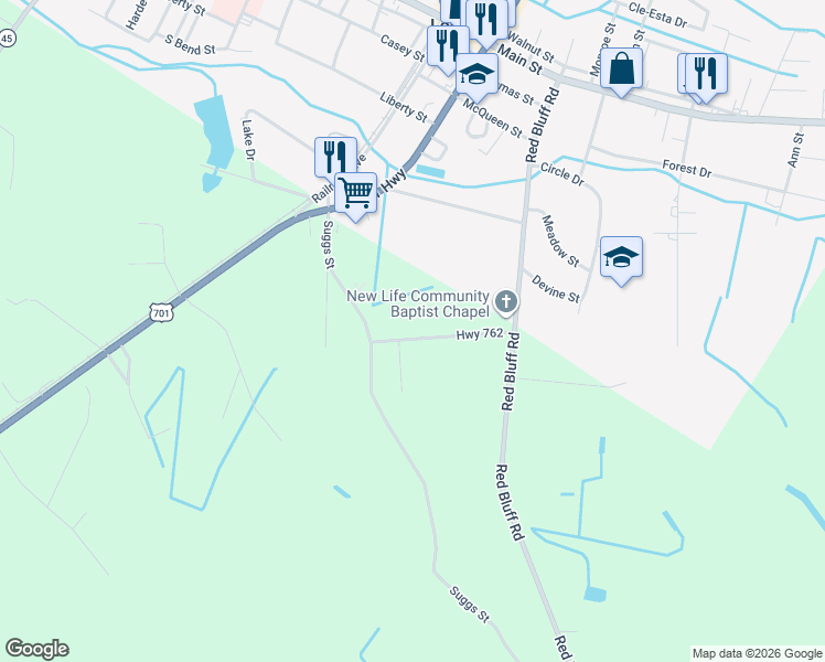 map of restaurants, bars, coffee shops, grocery stores, and more near 2 Lloyd Court in Loris