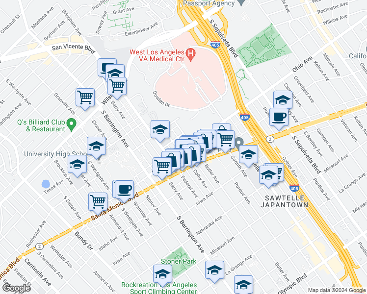map of restaurants, bars, coffee shops, grocery stores, and more near 1451 Butler Avenue in Los Angeles