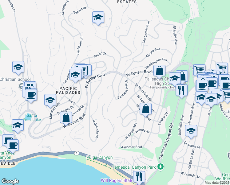 map of restaurants, bars, coffee shops, grocery stores, and more near 626 Bienveneda Avenue in Los Angeles