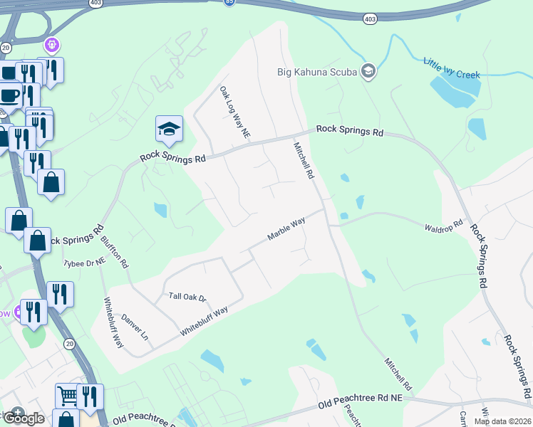 map of restaurants, bars, coffee shops, grocery stores, and more near 2430 Suncrest Court in Buford