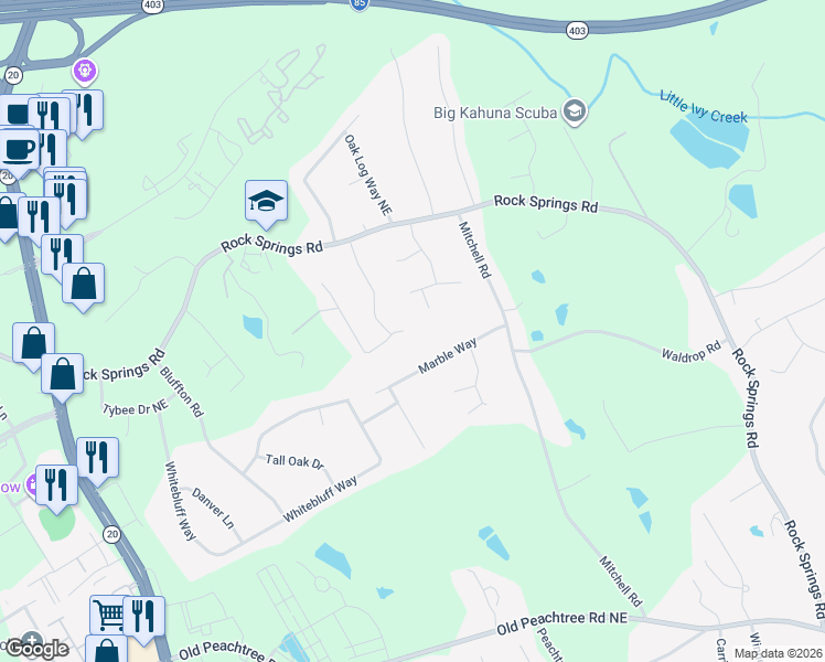 map of restaurants, bars, coffee shops, grocery stores, and more near 2430 Suncrest Court in Buford