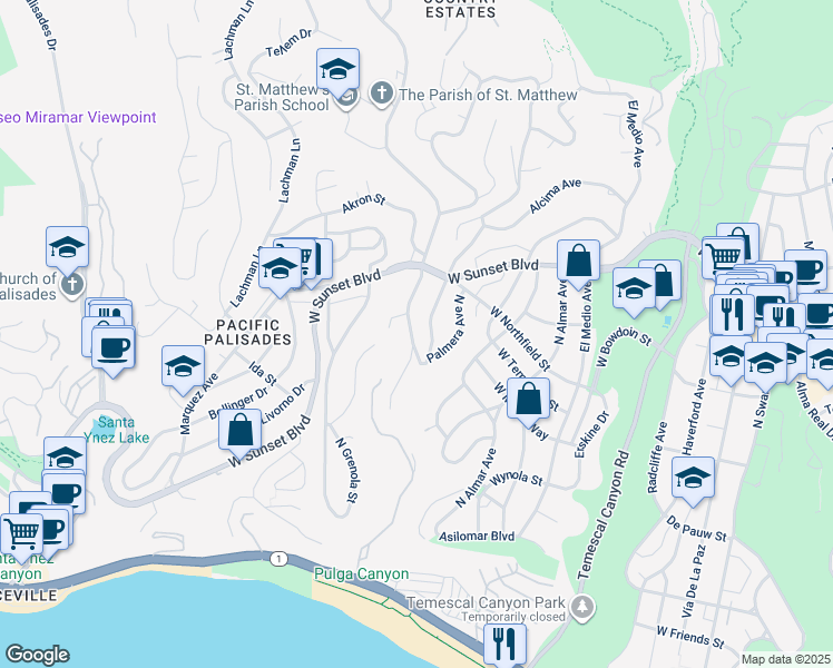 map of restaurants, bars, coffee shops, grocery stores, and more near 630 Bienveneda Avenue in Los Angeles