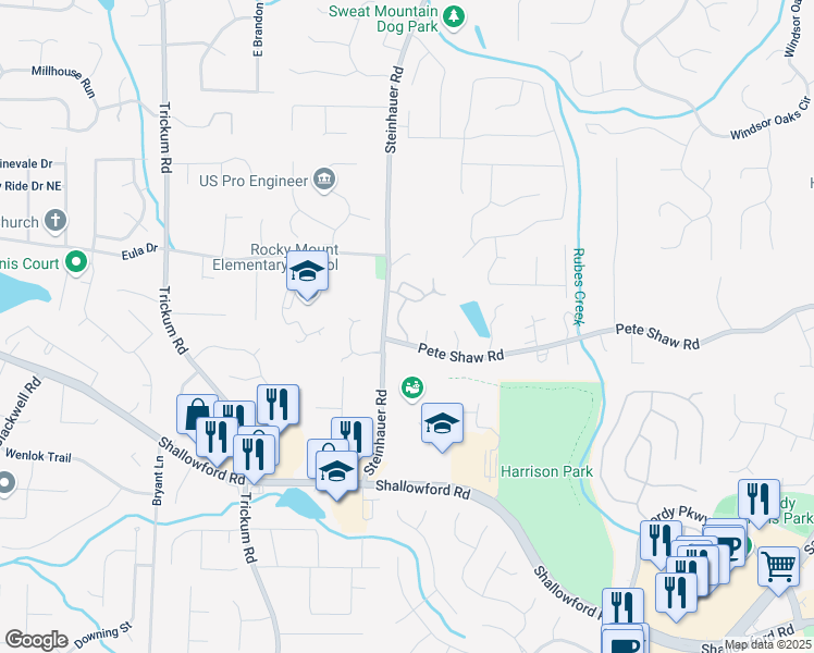 map of restaurants, bars, coffee shops, grocery stores, and more near 3920 Cash Landing in Marietta