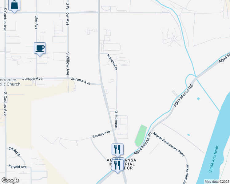 map of restaurants, bars, coffee shops, grocery stores, and more near 3130 Industrial Drive in Bloomington