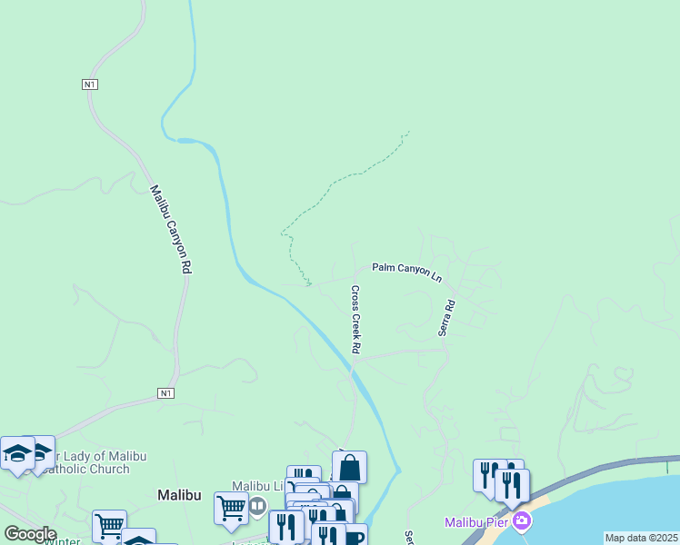 map of restaurants, bars, coffee shops, grocery stores, and more near 3210 Retreat Court in Malibu