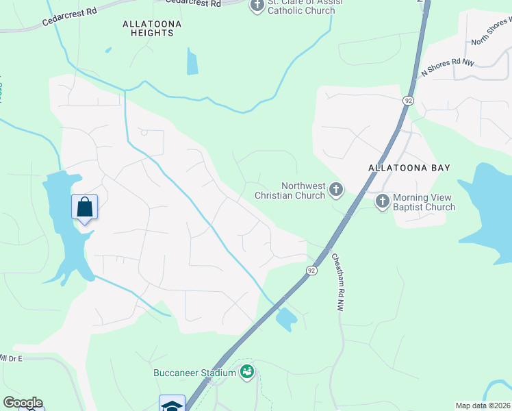 map of restaurants, bars, coffee shops, grocery stores, and more near 3664 Autumn View Drive in Acworth