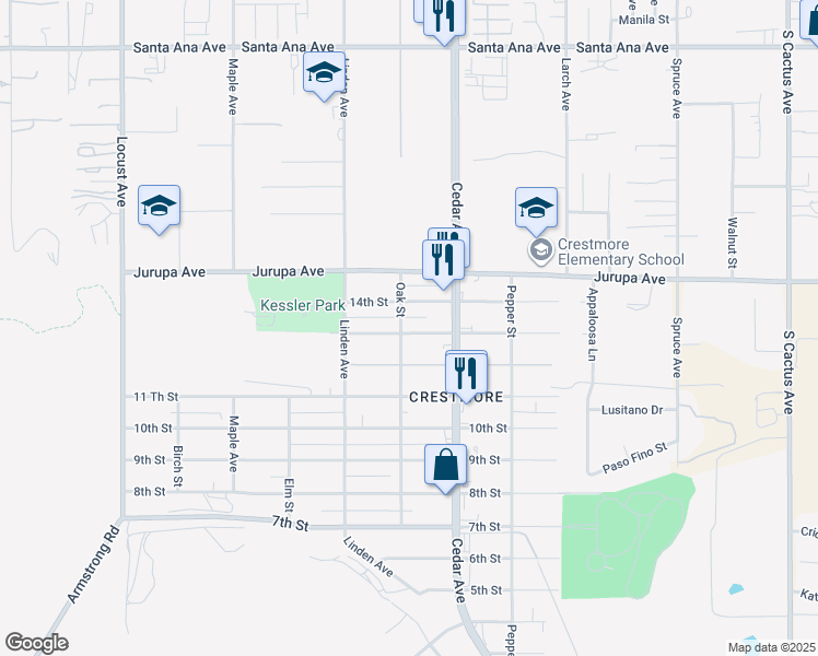 map of restaurants, bars, coffee shops, grocery stores, and more near 18612 13th Street in Bloomington
