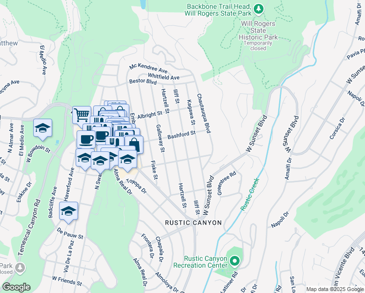 map of restaurants, bars, coffee shops, grocery stores, and more near 931 Iliff Street in Los Angeles