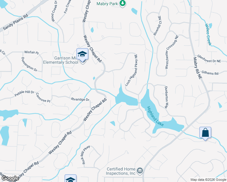 map of restaurants, bars, coffee shops, grocery stores, and more near 4224 Burns Heritage Trail in Roswell