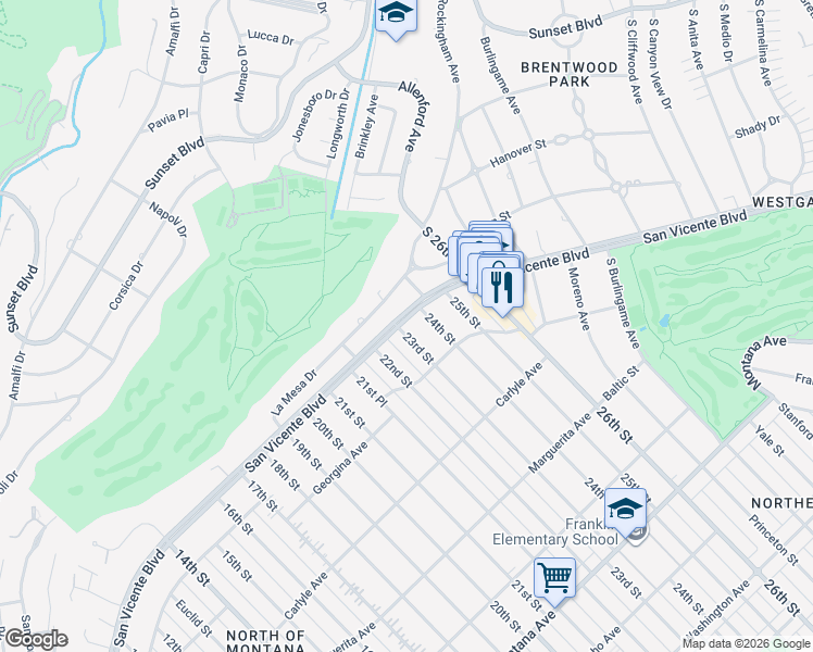 map of restaurants, bars, coffee shops, grocery stores, and more near 201 23rd Street in Santa Monica