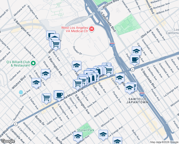 map of restaurants, bars, coffee shops, grocery stores, and more near 1457 Butler Avenue in Los Angeles