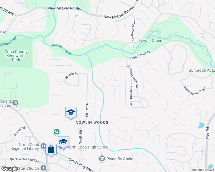 map of restaurants, bars, coffee shops, grocery stores, and more near 3821 Seattle Place Northwest in Kennesaw