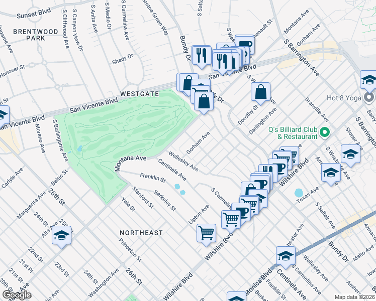 map of restaurants, bars, coffee shops, grocery stores, and more near 12312 Gorham Avenue in Los Angeles