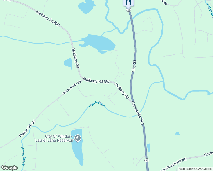 map of restaurants, bars, coffee shops, grocery stores, and more near 66 Mulberry Road in Winder