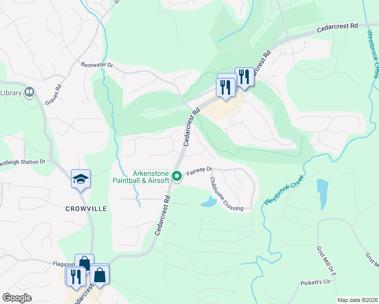 map of restaurants, bars, coffee shops, grocery stores, and more near 23 Vine Creek Landing in Acworth