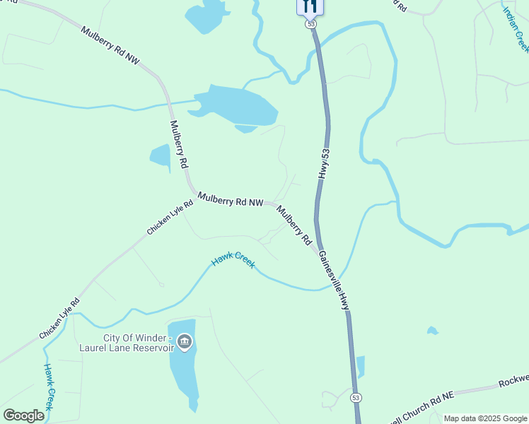 map of restaurants, bars, coffee shops, grocery stores, and more near 66 Mulberry Road in Winder