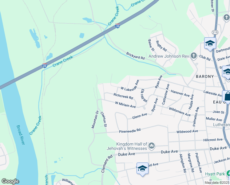 map of restaurants, bars, coffee shops, grocery stores, and more near 401 Richcreek Road in Columbia