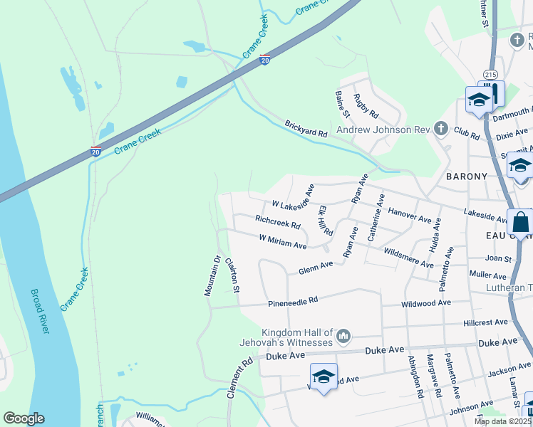 map of restaurants, bars, coffee shops, grocery stores, and more near 401 Richcreek Road in Columbia