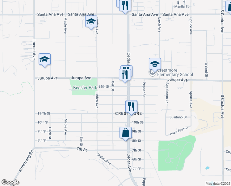 map of restaurants, bars, coffee shops, grocery stores, and more near 18612 13th Street in Bloomington