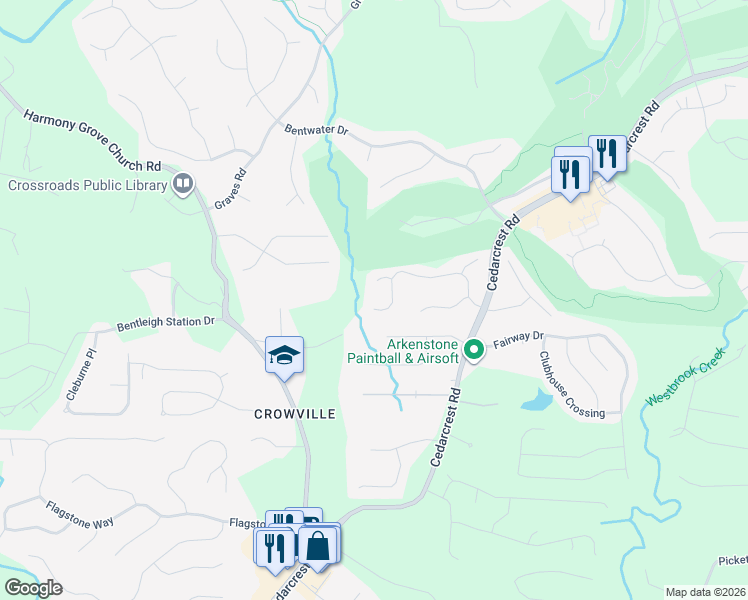 map of restaurants, bars, coffee shops, grocery stores, and more near 480 Vine Creek Drive in Acworth