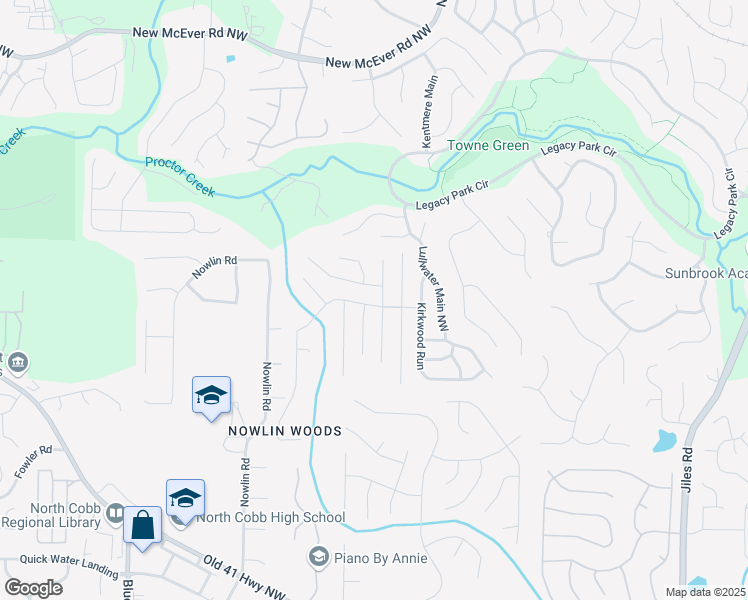 map of restaurants, bars, coffee shops, grocery stores, and more near 3062 Kirkwood Drive Northwest in Kennesaw