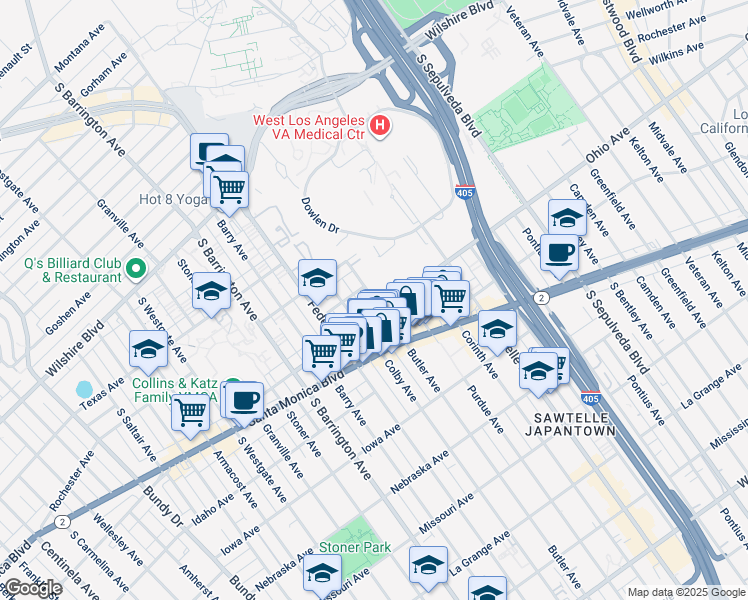 map of restaurants, bars, coffee shops, grocery stores, and more near 1449 Butler Avenue in Los Angeles