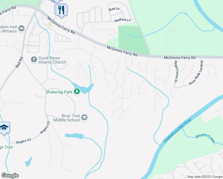 map of restaurants, bars, coffee shops, grocery stores, and more near 1085 Blackwood Court in Suwanee