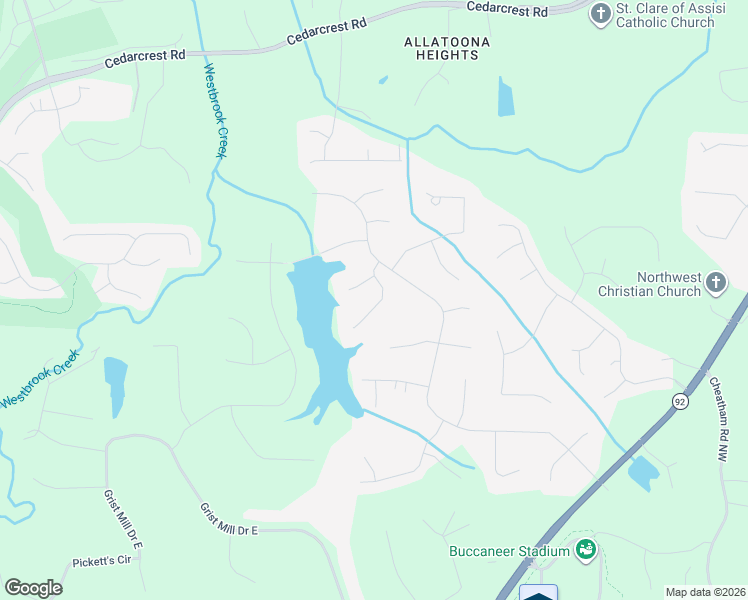 map of restaurants, bars, coffee shops, grocery stores, and more near 114 Picketts Forge Lane in Acworth