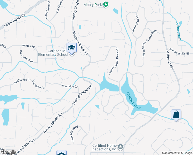 map of restaurants, bars, coffee shops, grocery stores, and more near 4224 Burns Heritage Trail in Roswell