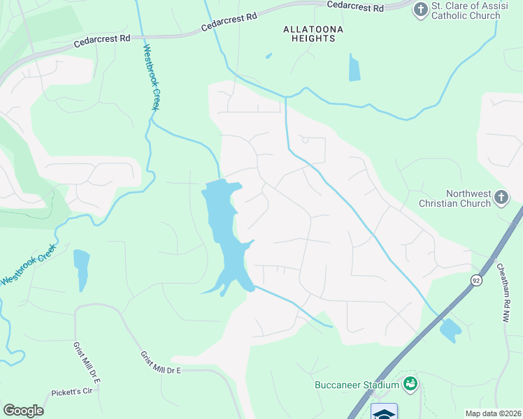 map of restaurants, bars, coffee shops, grocery stores, and more near 114 Picketts Forge Lane in Acworth